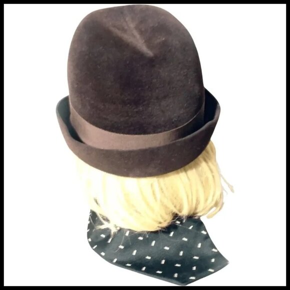 Vintage Mod Brown Hat Fur Felt for Fall & Winter, 1960s Carnaby Fashion - Picture 6 of 14